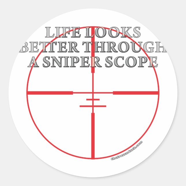 Durch ein Sniper-Scope Runder Aufkleber (Vorderseite)