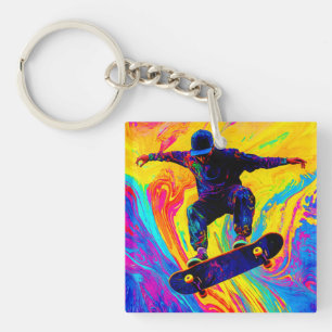 Durch Farben Skateboarden Schlüsselanhänger