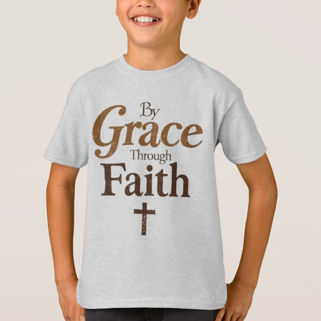 Durch Gnade durch den Glauben - Christliches Kreuz T-Shirt (Vorderseite)