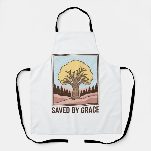 Durch Gnade gerettet, Christlicher Baum, Vintage-S Schürze (Vorderseite)