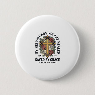 Durch Gnade Gerettet Christliches Kreuz Blumenhemd Button