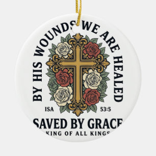 Durch Gnade Gerettet Christliches Kreuz Blumenhemd Keramik Ornament
