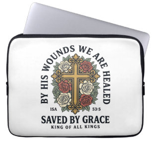 Durch Gnade Gerettet Christliches Kreuz Blumenhemd Laptopschutzhülle