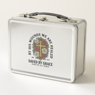 Durch Gnade Gerettet Christliches Kreuz Florales H Metall Brotdose