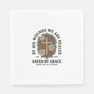 Durch Gnade Gerettet Christliches Kreuz Florales H Serviette