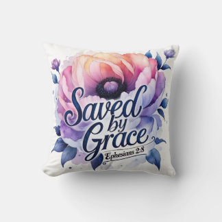 Durch Gnade gerettet – Elegantes christliches flor Kissen