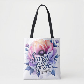 Durch Gnade gerettet – Elegantes christliches flor Tasche