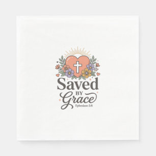 Durch Gnade Gerettetes Florales Christliches Vekto Serviette