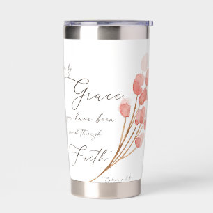Durch Gnade seid ihr gerettet, rosa floral Thermobecher