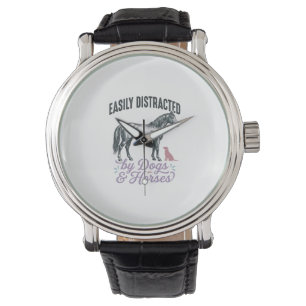 Durch Hunde und Pferde leicht abgelenktes Shirt-De Armbanduhr