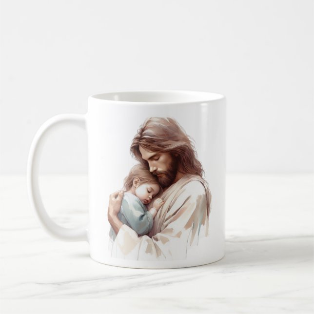 Durch Jesus wird Kraft gefunden Luxus Kaffeetasse (Links)