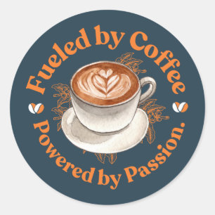 Durch Kaffee befeuerte runde Sticker mit Latte-Art