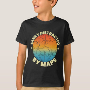 Durch Karten leicht ablenkbarer Geografie-Lehrer G T-Shirt