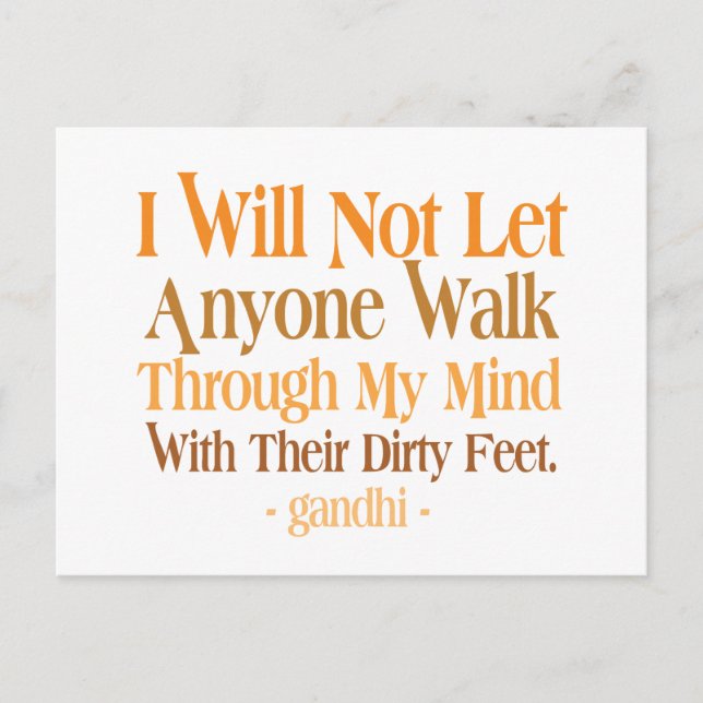 Durch meinen Vorsatz Gandhi Postkarte (Vorderseite)