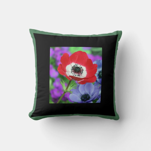 DURCH PILLOW HAPPY ROT POPPY KISSEN (Vorderseite)