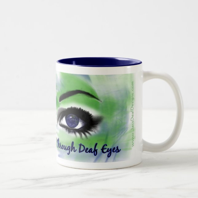 Durch taube Augen in der Farbe-TASSE Zweifarbige Tasse (Rechts)