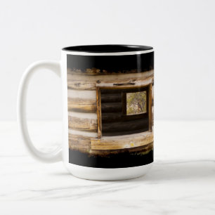 Durch und durch Kabine Fenster auf schwarz Zweifarbige Tasse