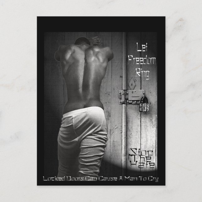 Durch verschlossene Türen kann ein Mann weinen Postkarte (Vorderseite)