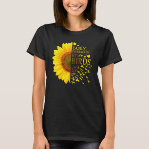 Durch Vögel-Sonnenblumen-Vogel leicht abgelenkt T-Shirt