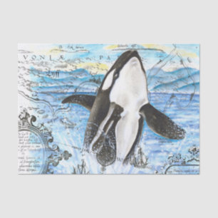 Durchbrechung der antiken Karte von Orca Seidenpapier