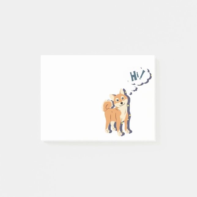 Durchdachtes Shiba Inu Post-it Klebezettel (Vorderseite)