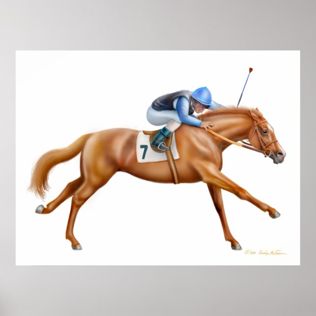Durchgeklebte Racehorse Print Poster (Vorne)