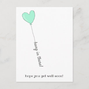 Durchhalten! - Cute Teal Balloon - Gute Besserung Postkarte