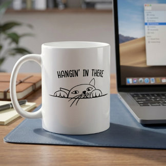 Durchhalten Schwarz Weiß Katze Lustige Aussage Kaffeetasse