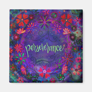 Durchhaltevermögen Lila FLORA-WORD-Inspirivity Magnet