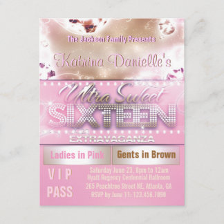 Durchlauf Diamant-Glühen-16. Geburtstag VIP [rosa Einladung