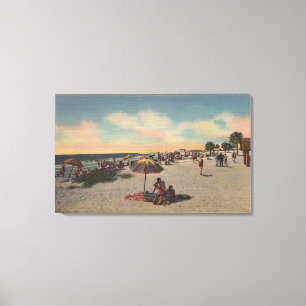 Durchlauf-ein-Grill Strand, Florida - Sunbathers Leinwanddruck