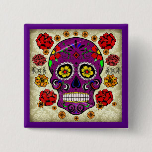 Durchmesser de Los Muertos --  Zuckerschädel-Knop Button