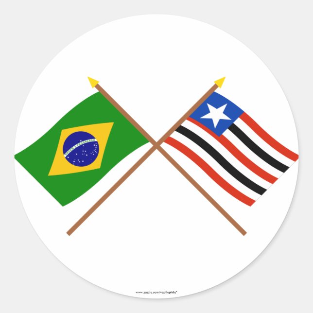 Durchquerte Flaggen Brasiliens und Maranhão Runder Aufkleber (Vorderseite)