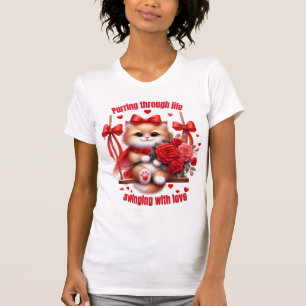 Durchs Leben Schnurren – Süßes Valentins-Kätzchen T-Shirt