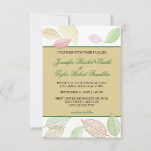 Durchscheinende Herbstblätter - 3X5 Hochzeitseinla Einladung