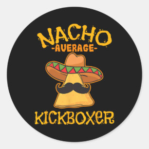 Durchschnittlicher Nacho-Kickboxer Cinco De Mayo M Runder Aufkleber
