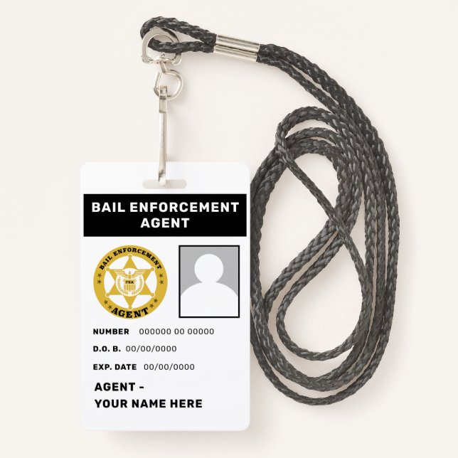 DURCHSETZUNG DER BAIL AGENT Lanyard Abzeichen Ausweis (Vorderseite mit Schlüsselband)