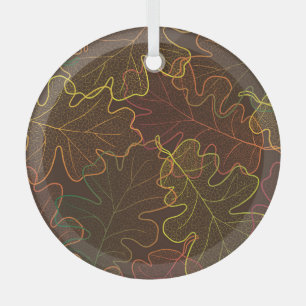 Durchsichtige Eichenblätter, Herbstmuster. Ornament Aus Glas