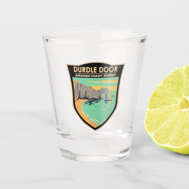 Durdle Door an der jurassischen Küste in Dorset En Schnapsglas (Vorderseite)