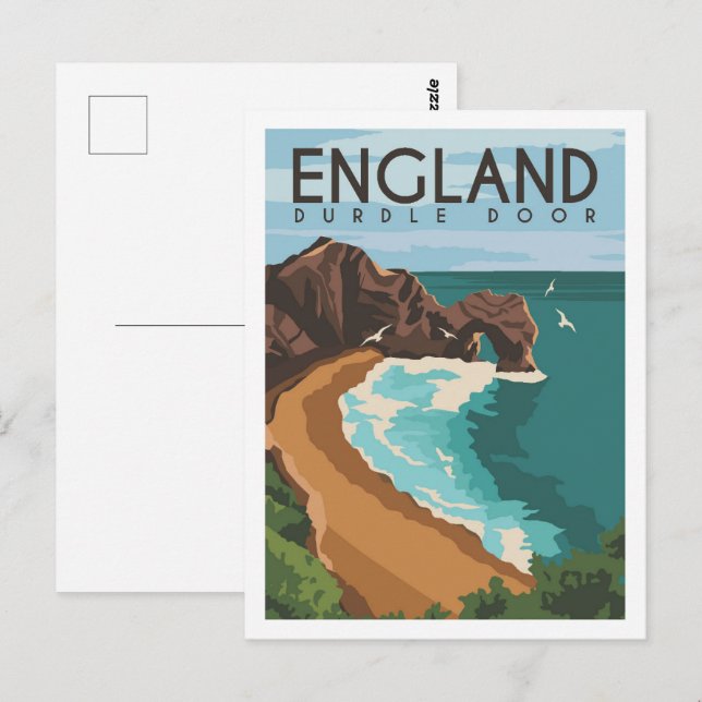 Durdle Door England Reiseziel Illustration Postkarte (Vorne/Hinten)