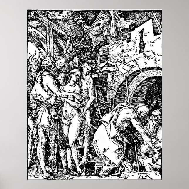 Durer Etching Abstieg in die Hölle Poster (Vorne)
