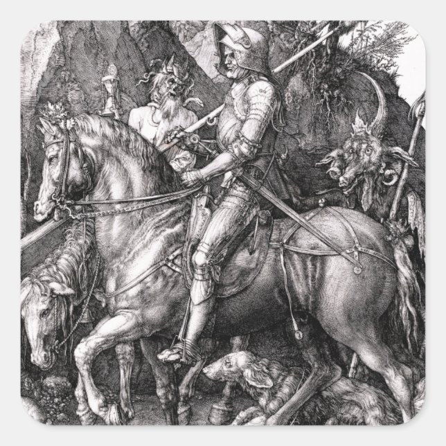 Durer Ritter Tod und der Teufel Stickers (Vorderseite)