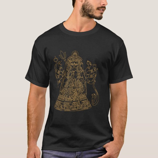 Durga Hindu Goddess Sanskrit Indischer Krieger T-Shirt (Vorderseite)