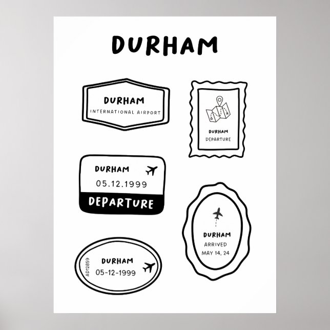 Durham - Briefmarke Collection | Minimalistisch Poster (Vorne)