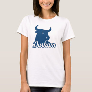 Durham Bull Head Logo - Bold Blue Script City T-Shirt