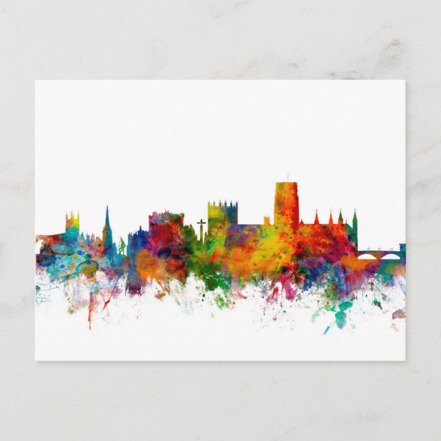Durham England Skyline Cityscape Postkarte (Vorderseite)