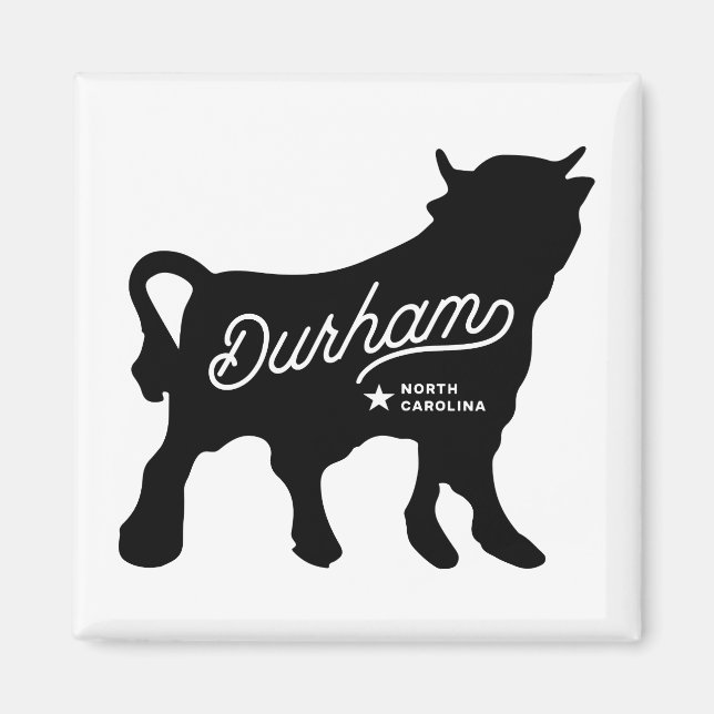 Durham NC Bull Carré Magnet (Devant)