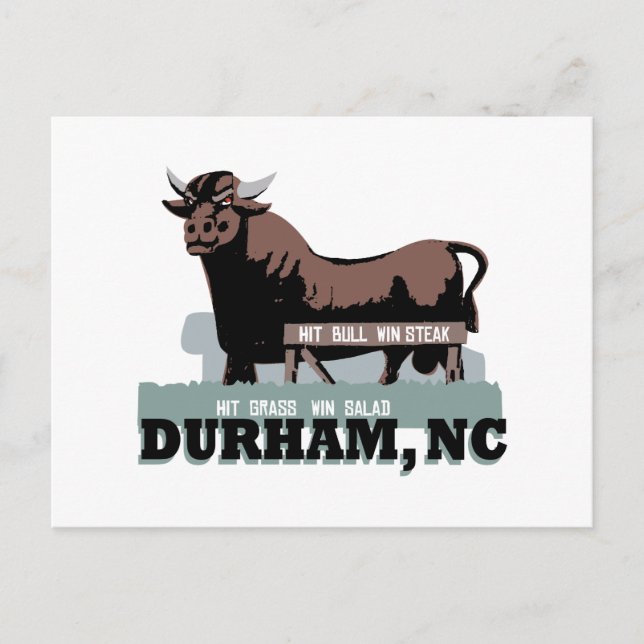 Durham NC Bull Postkarte (Vorderseite)