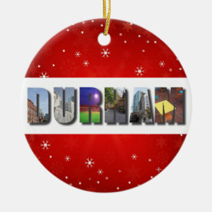 Durham North Carolina City Travel Foto Weihnachten Keramik Ornament