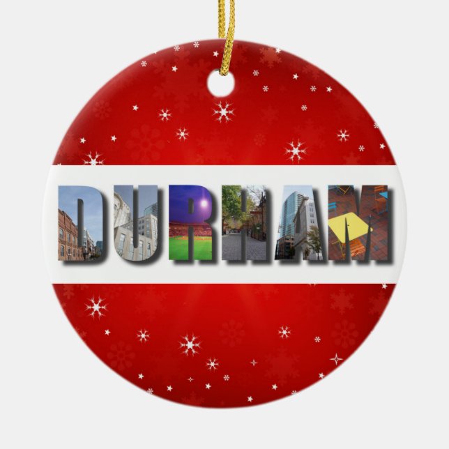Durham North Carolina City Travel Fotos Weihnachte Keramik Ornament (Vorne)